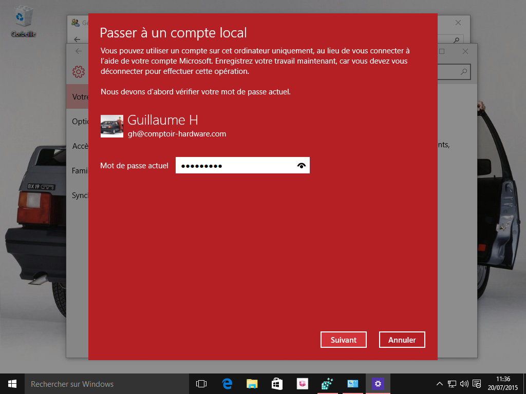 Un petit mot de passe à rentrer
