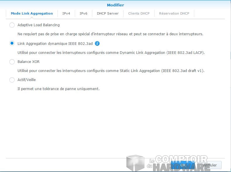 Options d'agrégat sur DSM 5.2