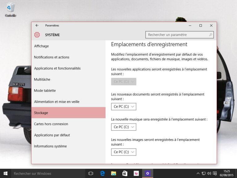 Configurer le stockage