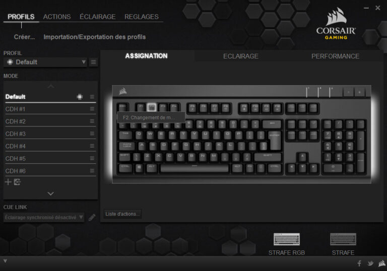 Assignation des touches et macros