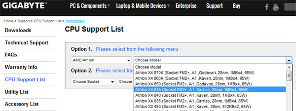 amd athlon x4 835 845 leak gigabyte