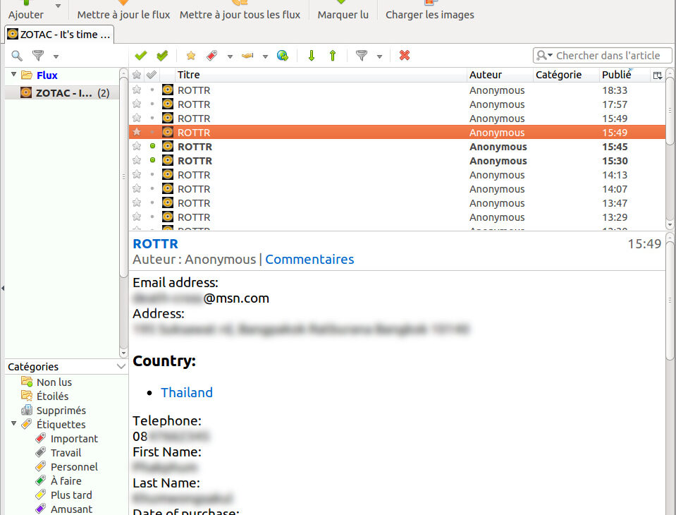 On a masqué les informations quand même !