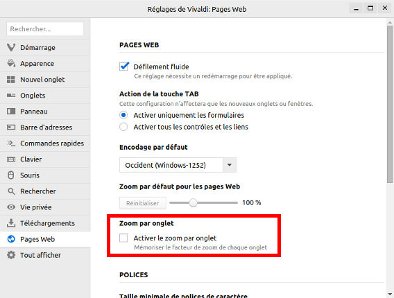 vivaldi zoom onglets