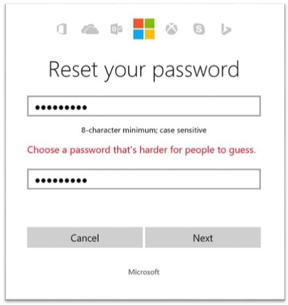 microsoft reset password