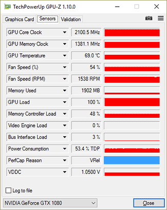 GPU-Z KFA² GTX 1080 Hall Of Fame : Overclocking