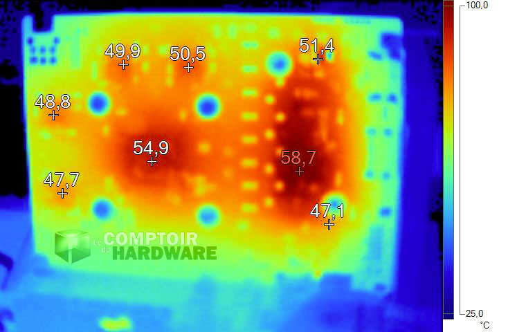 Imagerie thermique de la Zotac GTX 1050 Ti en charge