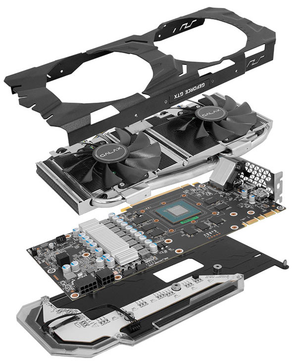 galax gtx 1080 exoc snpr - vue éclatée