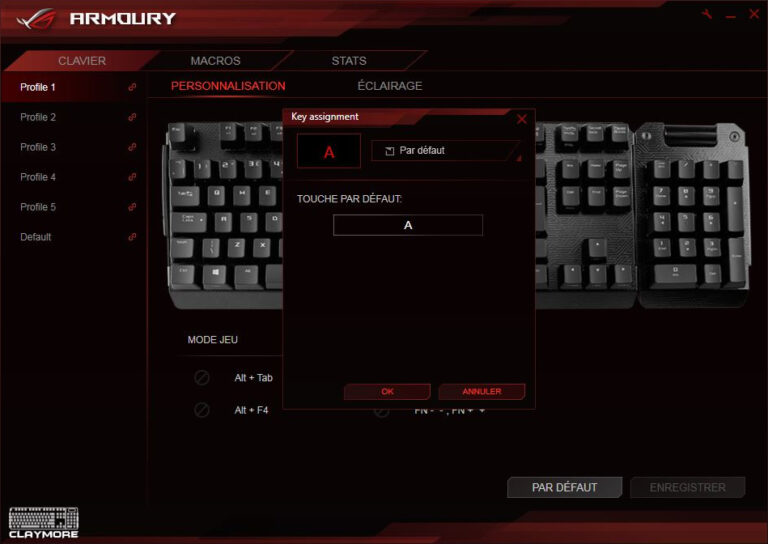 ROG Armoury - Modification d'une touche