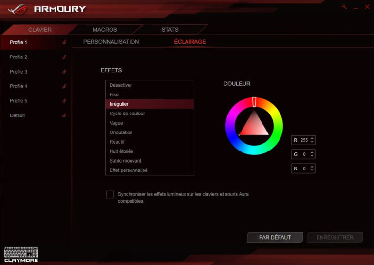 ROG Armoury - Effets lumineux