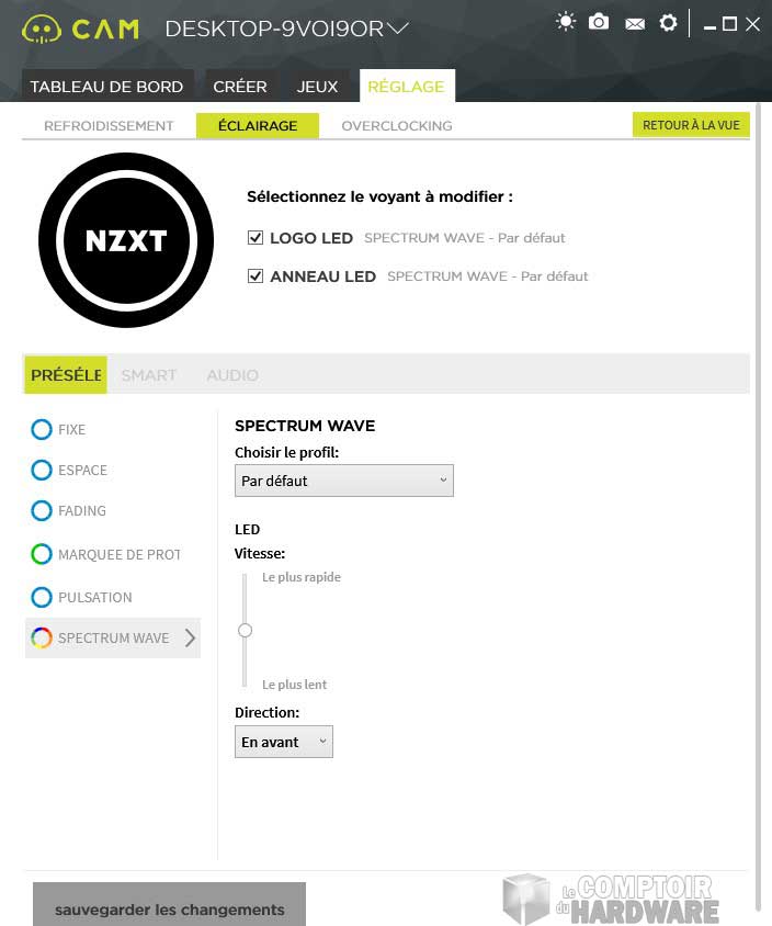 Réglages simples des DELS