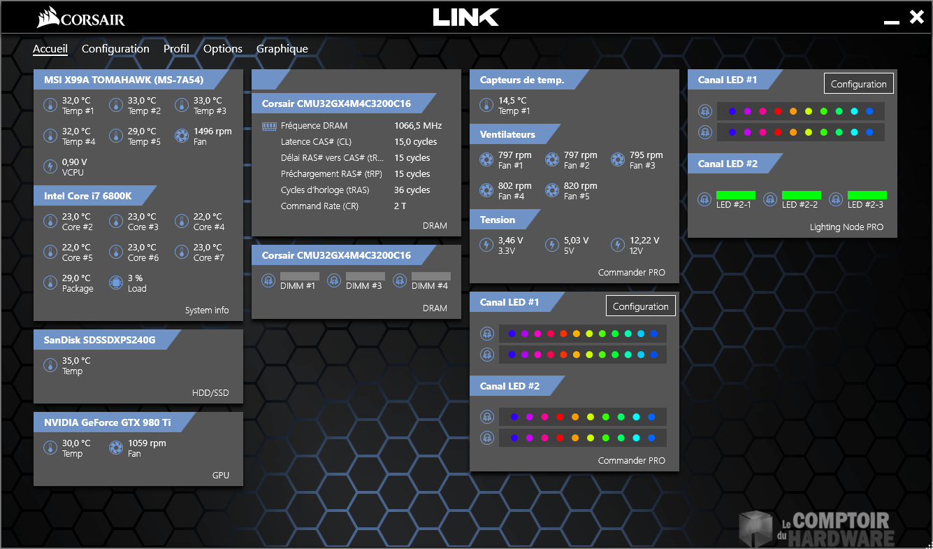 Quand on arrive sur Corsair Link