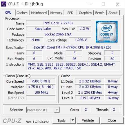 core i7 7740k 7500mhz