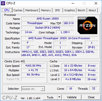 cpuz threadripper1950x xfr