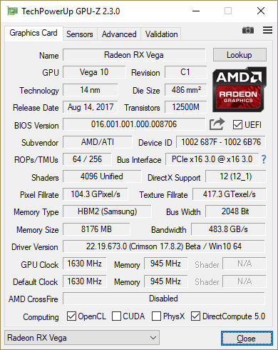 GPU-Z RX VEGA64