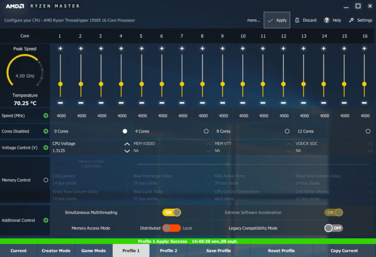 Ryzen Master Threadripper 1950X @4GHz
