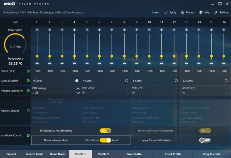 Activation NUMA Ryzen Master