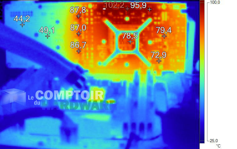 Image thermique RX VEGA64 en charge sans backplate