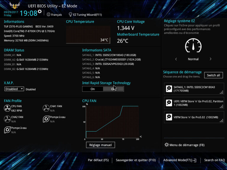 Asus TUF Z370-PLUS GAMING : UEFI Ez Mode