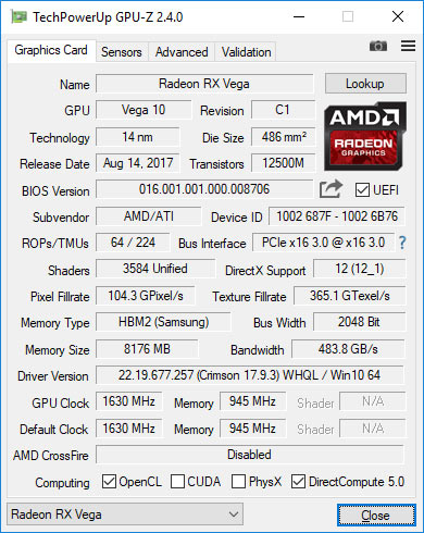 rx vega 56 gpuz apres