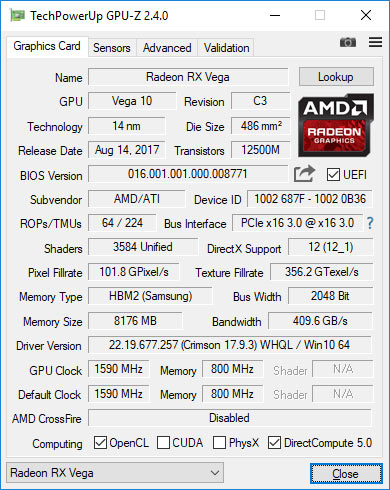 rx vega 56 gpuz avant