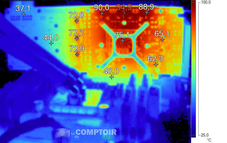 Image thermique RX VEGA56 en charge sans backplate