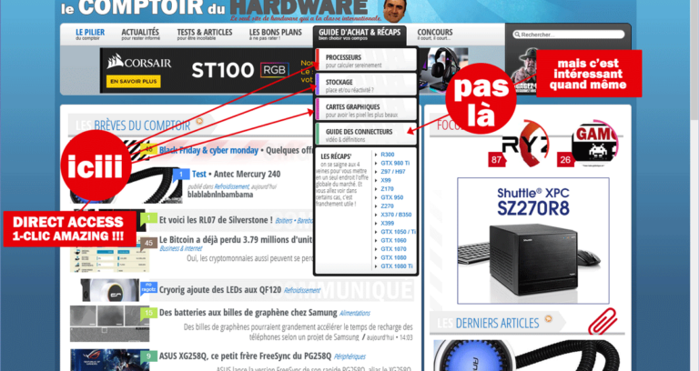 cdh : un beau menu menant aux guides d'achats mais pas que