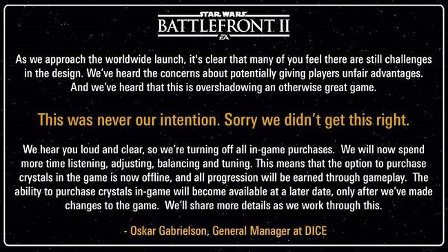 ea dice apologies starwars