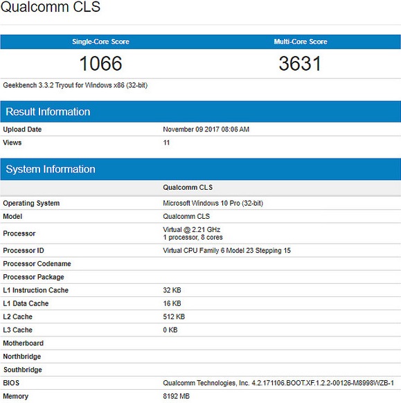 qualcomm snapdragon windows geekbench 2
