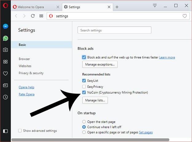 opera nocoin extension