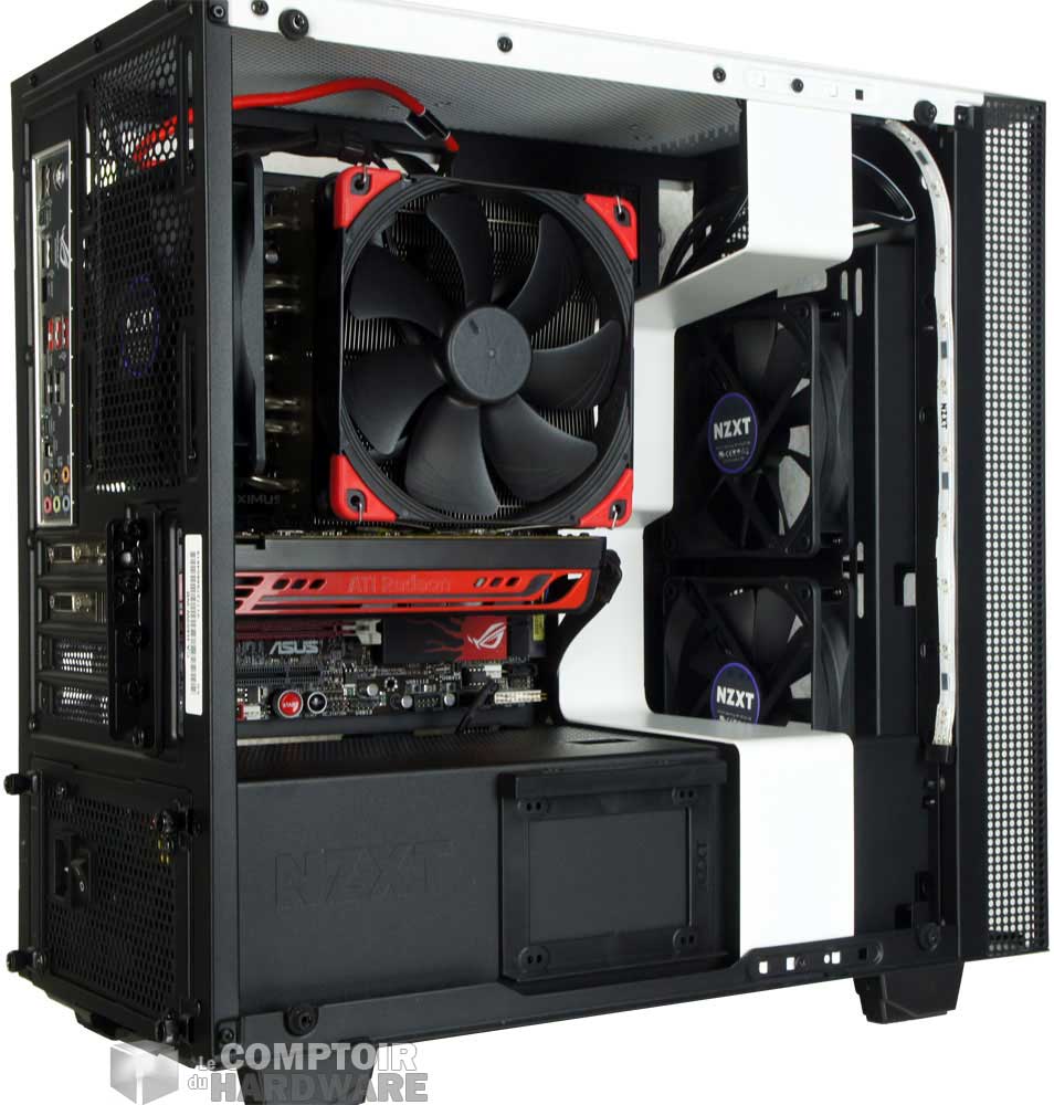 Vue des ventilateurs et du support SSD dans le H400i