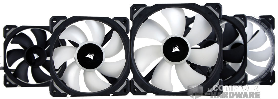 La famille Corsair. Les ML120 Pro RGB et ML140 Pro RGB en tête