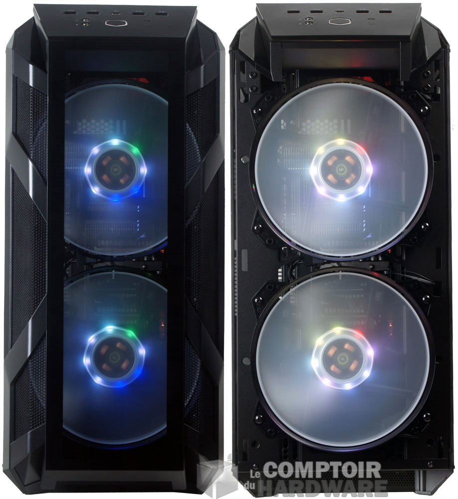 Si le mesh ne vous plait pas, un panneau en verre est livré. Ici, avec et sans.