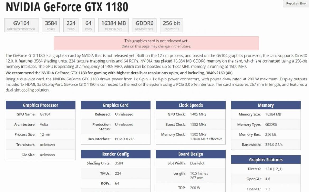 nvidia gtx 1180 database tpu t