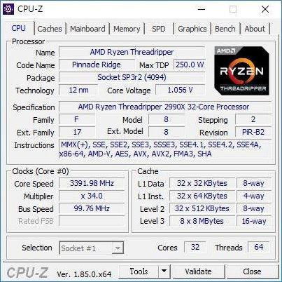 cpu z threadripper 2990x