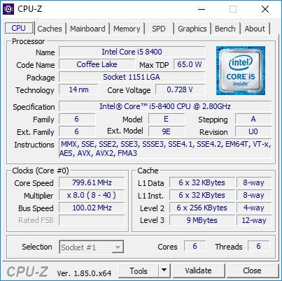 cpuz i5 8400