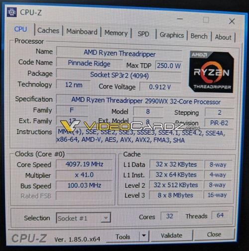 amd threadripper 2990wx cpuz videocardz