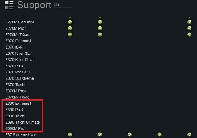 asrock support carte mere z390