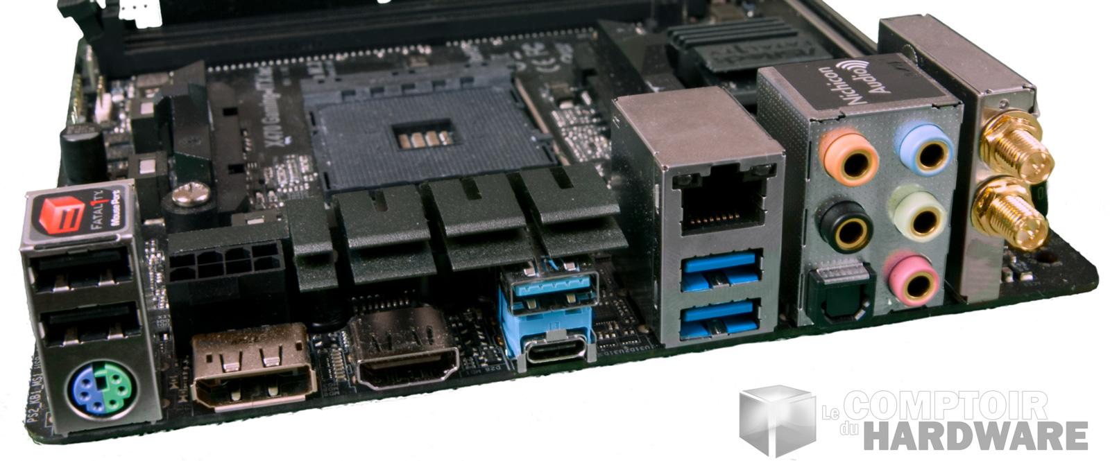 x470 gaming itx/ac - façade arrière