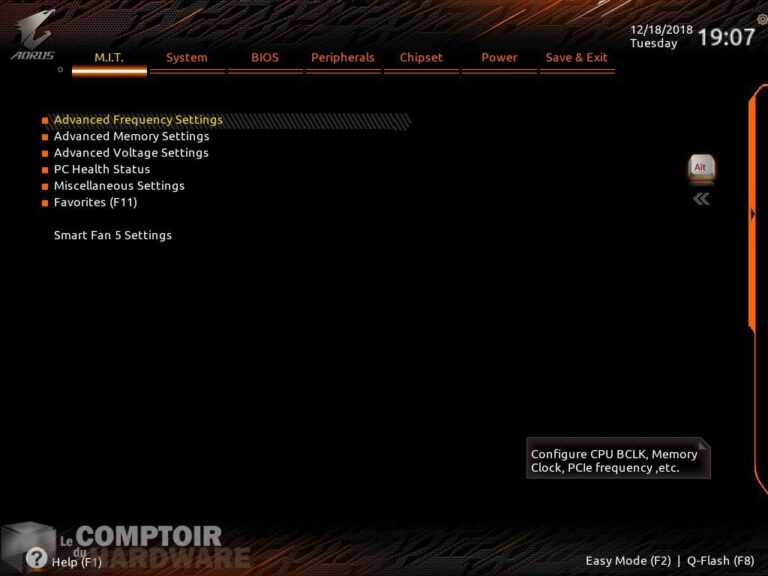 aorus z390 master bios - gestion de l'oc