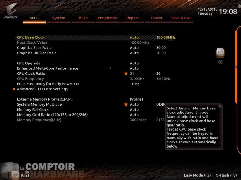 aorus z390 master bios - OC CPU