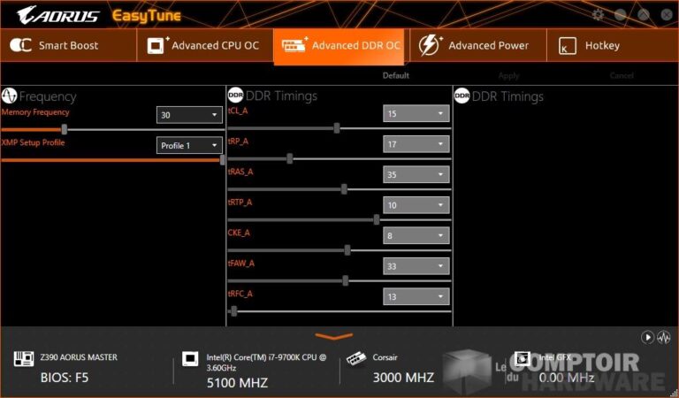 aorus z390 master - easytune ram oc