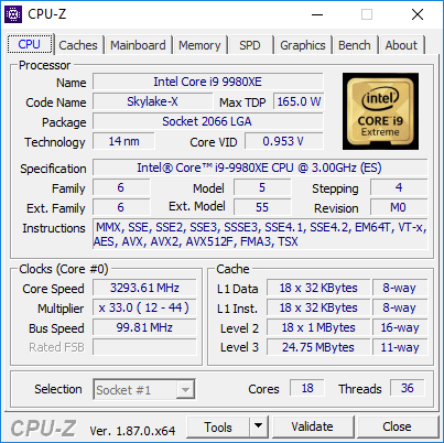 Throttling Core i9-9980XE