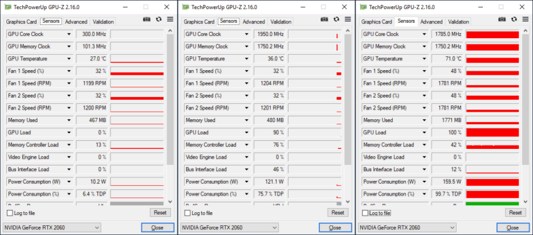 Fréquences GPU-Z RTX 2060 FE