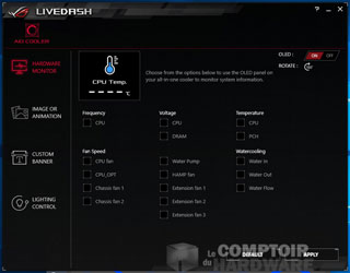 Onglet dédié au monitoring, tout simplement