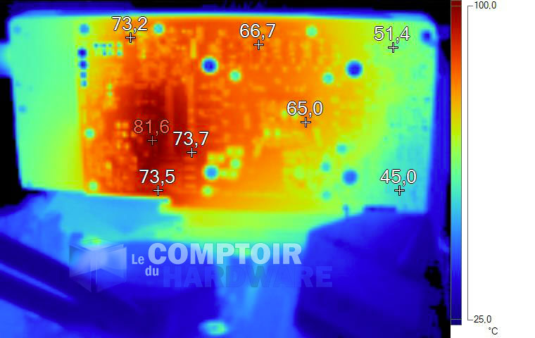 Image infrarouge GeForce RTX 2060 FE en charge sans backplate