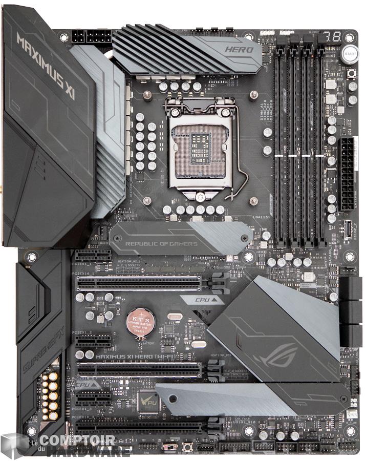 asus rog z390 maximus xi hero - vue de dessus
