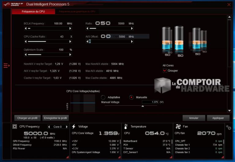 asus rog z390 maximus xi hero - système intelligent d'OC