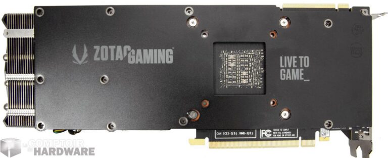 zotac rtx 2080 ti amp - vue de dessous