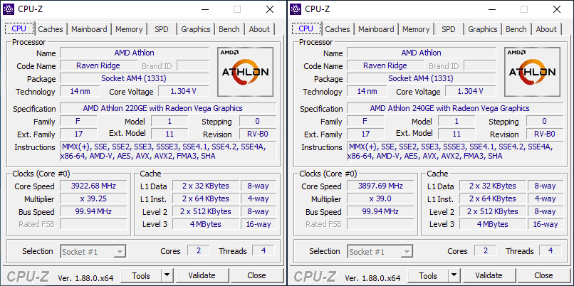 Athlon 220GE et 240GE overclockés