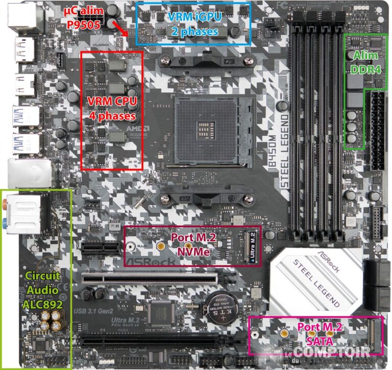 asrock b450m steel legend - pcb à poil